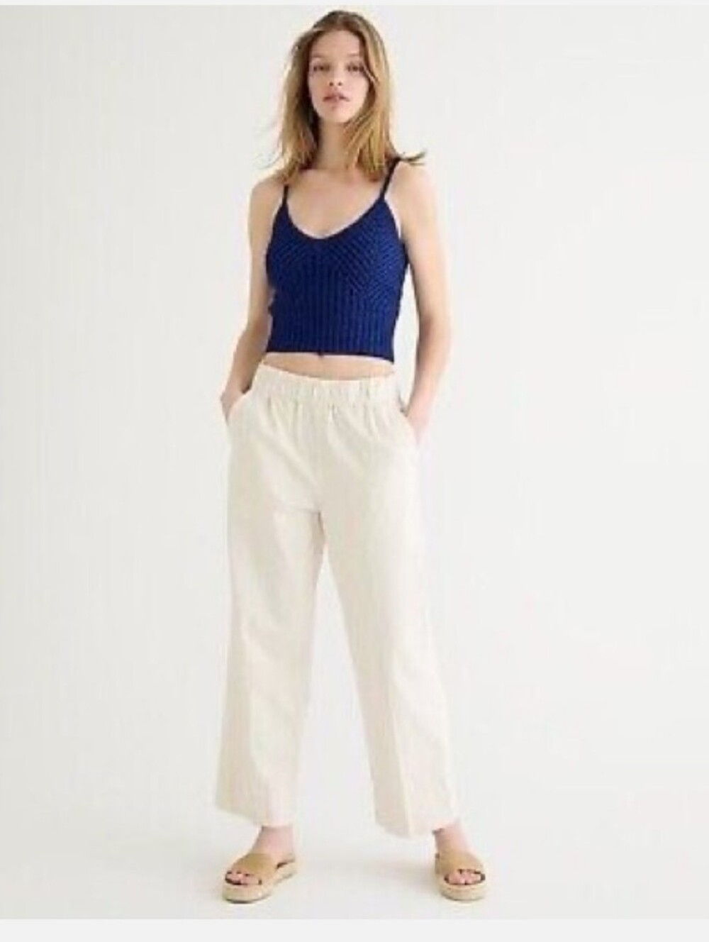 J. Crew Astrid Wide Leg High Rise Flare Pants Cream Minimalist Large
